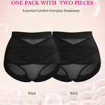 Nebility 2 Piece Tummy Control Shapewear Butt Lifting Underwear for Women Lower Belly Waist Trainer Seamless Faja Body Shaper (Black 2pk, Medium)
