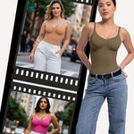 Lover-Beauty Bodysuits for Women Tummy Control Shapewear Thong Bodysuit Body Shaper Brown Small