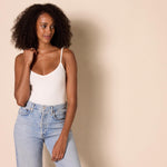 Amazon Essentials Women's Slim-Fit V-Neck Cami, Pack of 4, Beige/Black/Camel/White, Medium