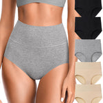 OLIKEME Women's High Waisted Underwear Tummy Control Underwear Postpartum Essentials Breathable Womens Panties Soft Cotton Panties Full Coverage Briefs, 5-pack Size L