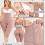 FAJAS DISENOS D'PRADA DELIÉ Shapewear for Women Postpartum – Colombian High Compression Faja, Knee Length Open Bust Powernet with Hook Rows