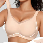 OEAK Womens Wireless Jelly Bras V Mesh Comfortable Bralette Supportive Tshirt Bra No Underwire Seamless Push Up Everyday Bras Nude L