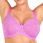 HSIA Minimizer Bras for Women Full Coverage, Unlined Lace Sexy Plus Size Underwire Bra for Large Breasts Pink Purple
