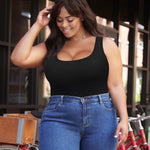 Nebility Plus Size Tummy Control Shapewear Bodysuits For Women Seamless Waist Trainer Body Shaper Sleeveless Round Neck Top(Black Plus Size,1X)