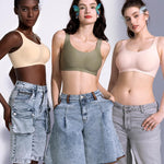 Wireless Jelly Seamless Bras for Women No Underwire Tshirt Full Coverage Padded Bra Comfortable Supportive Everyday Bralettes(01#Nude(Full Coverage),L)