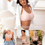 Wireless Jelly Seamless Bras for Women No Underwire Tshirt Full Coverage Padded Bra Comfortable Supportive Everyday Bralettes(01#Pink(Full Coverage),L)