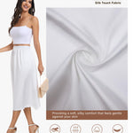 Vlazom Women's Satin Half Slip for Under Dress Long Underskirt Soft Under Slips for Women Under Dresses White Size Small