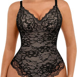 FeelinGirl Lace Shapewear Bodysuit Tummy Control V-Neck Sleeveless Tank Top