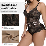 SHAPERIN Women's Lace Shapewear Bodysuit Tummy Control V Neck Backless Body Shaper Cami Tops Thong Body Suits