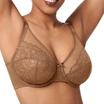 HSIA Minimizer Bras for Women Enchante Full Coverage Underwire Bras Plus Size Lifting Floral Lace Bra for Heavy Breast Coffee