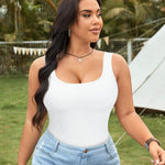 Nebility Plus Size Bodysuit Shapewear Tummy Control Body Shaper for Women Seamless Body Suit Sleeveless Going Out Tops (White Plus Size, 2X)