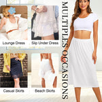 Vlazom Half Slips for Women Under Dress Long Half Slip Under Skirt with Lace Trim White Size Medium