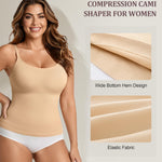 Women Shapewear Cami Tank Top Tummy Control Plus Size Compression Body Shaper Camisole with Light Support Seamless Workout Scoop Neck Spaghetti Strap Tanks Skin Large