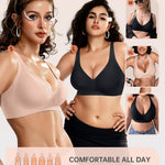 OEAK Womens Deep V Bras Wireless Comfortable Bra Supportive No Underwire Bras Tshirt Push Up Bralettes Plunge Seamless Bra Cool Nude XL