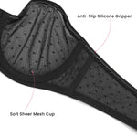 DOBREVA Women's Mesh Strapless Bra Sheer Unlined See Through Underwire Bras Plus Size Black 38DD