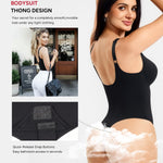 Nebility Shapewear Bodysuits for Women Tummy Control Body Shaper Deep V Neck Thong Body Suits (Black,Large)