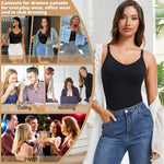 JOYSHAPER Shapewear Camisole for Women Tummy Control Shapewear Tank Top with Built In Bra V Neck Cami Shaper Compression Camisole Tops Black M