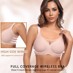Werena Womens Jelly Wireless Bras Plus Size Minimizer Comfortable Bra Full Coverage Supportive No Underwire Seamless Tshirt Bralette (Pink,XL)