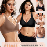 OEAK Womens Deep V Bras Comfortable Bra Support Push Up Bralettes Low Cut no Underwire Bra Plunge Seamless Tshirts Bras XX-Large Black