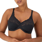 Lilyette Women's Comfort Lace Minimizer Bra, Black, 36DDD