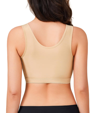 BRABIC Women's Front Closure Bra Post-Surgery Posture Corrector Shaper Tops with Breast Support Band (Beige, S)