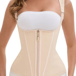 GainKee Waist Trainer for Women Tummy Control, Workout Hourglass Vest Waist Cincher Girdle with Adjustable Shoulder Strap Apricot