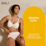 Bali Passion for Comfort Minimizer Bra, Full-Coverage Underwire Bra with Seamless Cups, Everyday Bra, No-Bulge Smoothing, Leaf Print, 34D