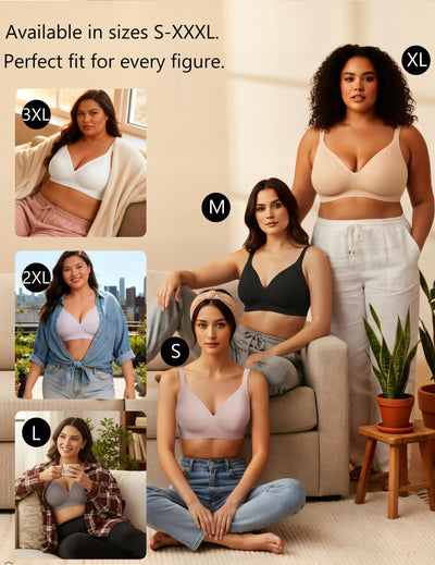 Showyoo Wireless Bras for Women Seamless Bralette Full Coverage Everyday Bra Lace Trim Wire-Free Comfort Daily Bras Dusty Rose M