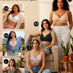 Showyoo Women's Wireless Bras Seamless Full Coverage Bralette No Underwire Comfort T-Shirt Bra with Lace Panel Insert Gray S