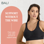 Bali Women's Comfort Revolution Shaping Wirefree Bra, Black, Small
