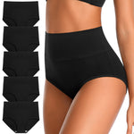 Asbestt Cotton Underwear for Women High Waisted Breathable Girls Panties Soft Women Briefs Comfy Full Coverage Stretchy Hipster Underwear for Ladies 5 Pack XL-2XL