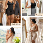 YIANNA Fajas Colombianas Moldeadoras Postpartum Shapewear Tummy Control for Women Full Body Shaper Butt Lifter Compression Garment with Zipper Crotch, YA7283-Black-2XL