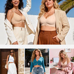 Vertvie Bras for Women Wireless Jelly Push Up Seamless Bra Full Coverage No Underwire Supportive Scalloped T Shirt Bralette(Nude,XX-Large)