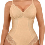 FeelinGirl Lace Shapewear Bodysuit Tummy Control V-Neck Sleeveless Tank Top