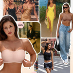 Vertvie Womens Strapless Bra Jelly Push Up Seamless Bandeau Bra Wireless Non Slip Silicone Tube Top Bras Padded Bralette(Airy Nude,Small)