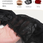 SHAPELLX Lace Bras for Women Unlined, Minimizer Push Up Bra with Underwire for Heavy Breast, See Through Bralette (Black 40C)