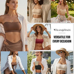 DEANGELMON Strapless Bras for Women Comfort Non-Slip Seamless Padded Bralette Clear Straps Wireless Tube Top Bra Nude Medium