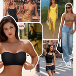 Vertvie Womens Strapless Bra Jelly Push Up Seamless Bandeau Bra Wireless Non Slip Silicone Tube Top Bras Padded Bralette(Airy Black,Small)
