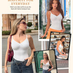 Irisnaya Women Slimming Bodysuits Shapewear Tops Tummy Control Body Shaper Spaghetti Strap Camisole Leotards Bodycon Jumpsuit (White, 3X-Large/4X-Large)