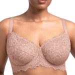 HSIA Minimizer Bra for Women - Plus Size Full Coverage Lace Bra with Underwire, Non Padded Dark Pink
