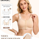 BRABIC Surgical Bra Front Closure - Comfort Compression Mastectomy Bras for Women Post Surgery with Full Coverage (Beige,Small)