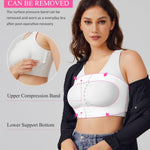 BRABIC Front Closure Post Surgical Compression Everyday Bra for Women Mastectomy with Removable Breast Support Band White