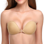 Wingslove Adhesive Bra Reusable Strapless Self Silicone Push-up Invisible Sticky Bras for Backless Dress (Beige,B)