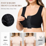 BRABIC Post Surgery Front Closure Bras for Women No Underwire Compression Bra Surgical Mastectomy Everyday Bra （Black, Medium