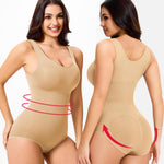 Nebility Women Waist Trainer Bodysuit Slim Full Body Shapewear Seamless Round Neck Jumpsuits Tummy Control Tops (XS/S, Beige)