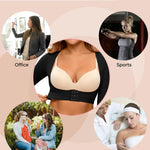 EUYZOU Arm Compression Sleeves for Women Post Surgery Front Closure Bra Slimming Arm Lipo Shapewear Top Underbust - Black M