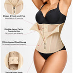 Nebility Waist Trainer for Women Zipper Corset Shapewear Tummy Control Mesh Waist Cincher Faja Body Shaper(Small, Beige)