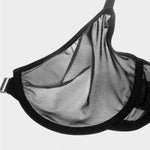 DELIMIRA Women's Cosnufy Posture Front Closure Bras Sheer Mesh Plus Size Underwire Unlined Bra Black 40DD