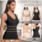 ONEW Compression Tank Tops for Women Shapewear Tummy Control Seamless Body shaper Deep V Neck Cami Shaper,Black,Small