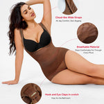 Nebility Shapewear for Women Tummy Control Bodysuit Faja Body Shaper Waist Trainer Snatched Corset Body Suit (Brown, Large)